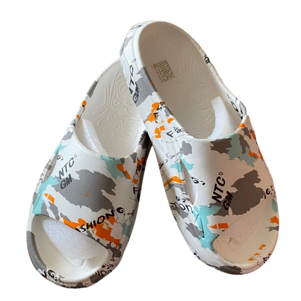 White w/multi color design slides